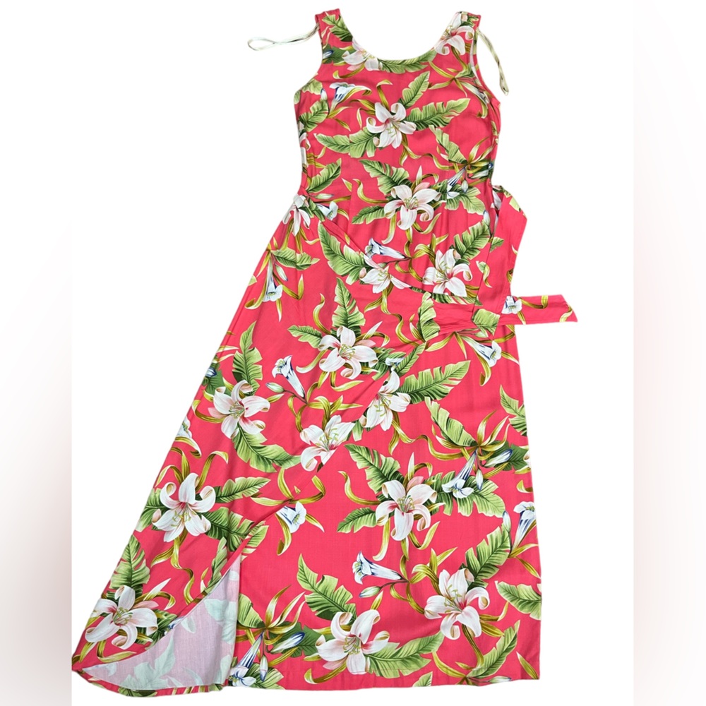 La Cabana Hawaiian Tropical Print Wrap Dress, size S